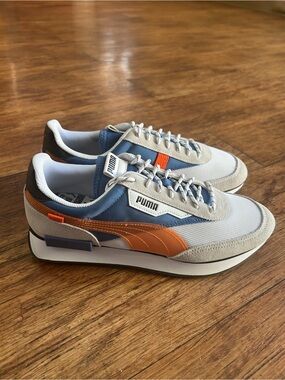 Puma Men’s Low-Top Sneakers in Blue, Gray & Orange
